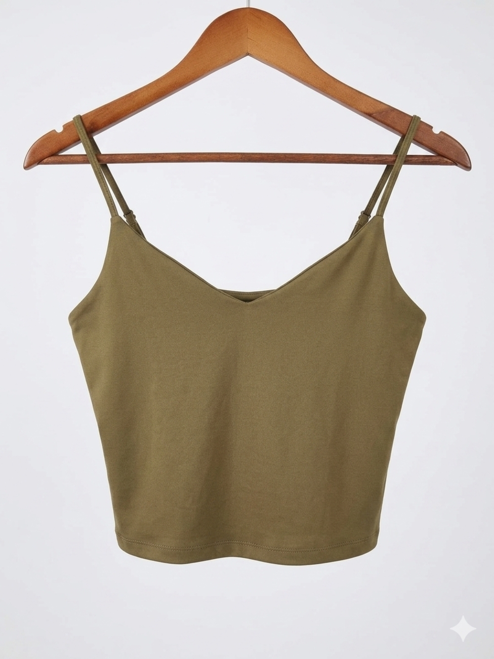 Dynamite Olive Brown Slim Cropped Cami Silky Adjustable Straps Size Small - Picture 2 of 4